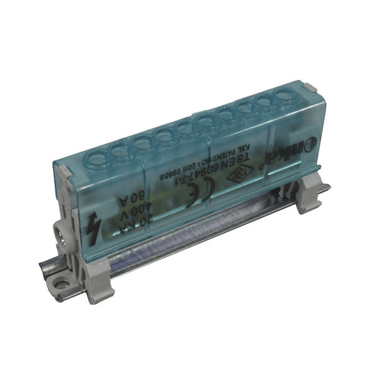 Bloque Distribución 1 x 10 Polos l 80A l Cubierta