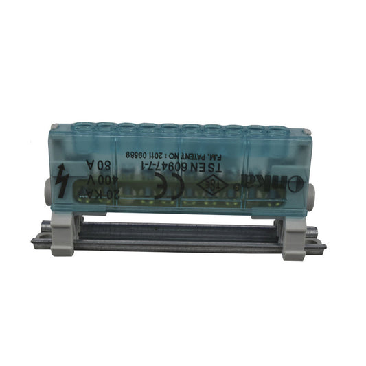 Bloque Distribución 1 x 10 Polos l 80A l Cubierta