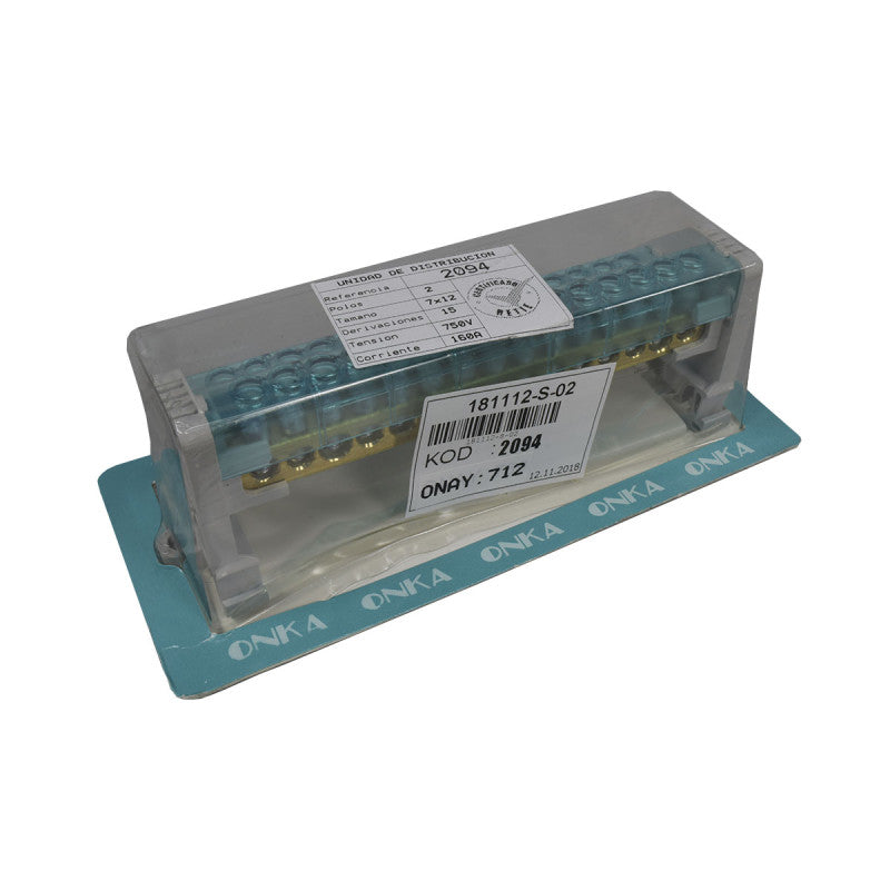 Bloque de Distribución l 2 x 15 Polos l 160A l 750V