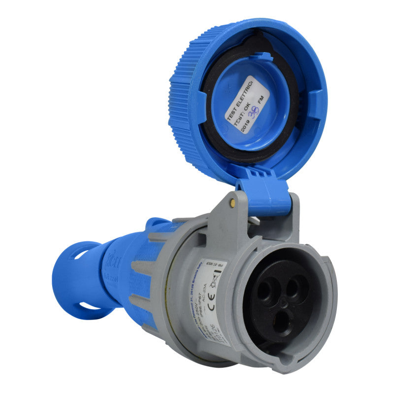 Toma Aérea Con Seccionador 16A 2P + T 6H IP67 230V Azul PALAZZOLI