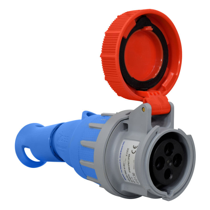 Toma Aérea Con Seccionador 16A 3P + T 6H IP67 400V Rojo PALAZZOLI