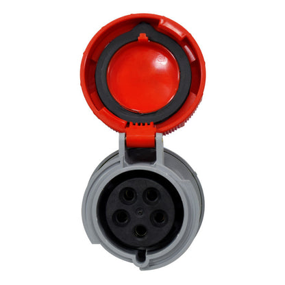 Toma Aérea Con Seccionador 32A 3P+N+T 6H IP67 400V Rojo PALAZZOLI