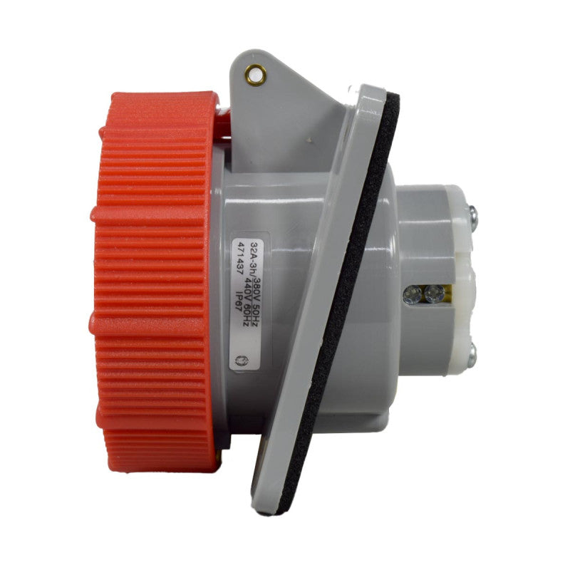 Toma Incrustar 32A 3P + T 3H IP67 400V Rojo CEE PALAZZOLI