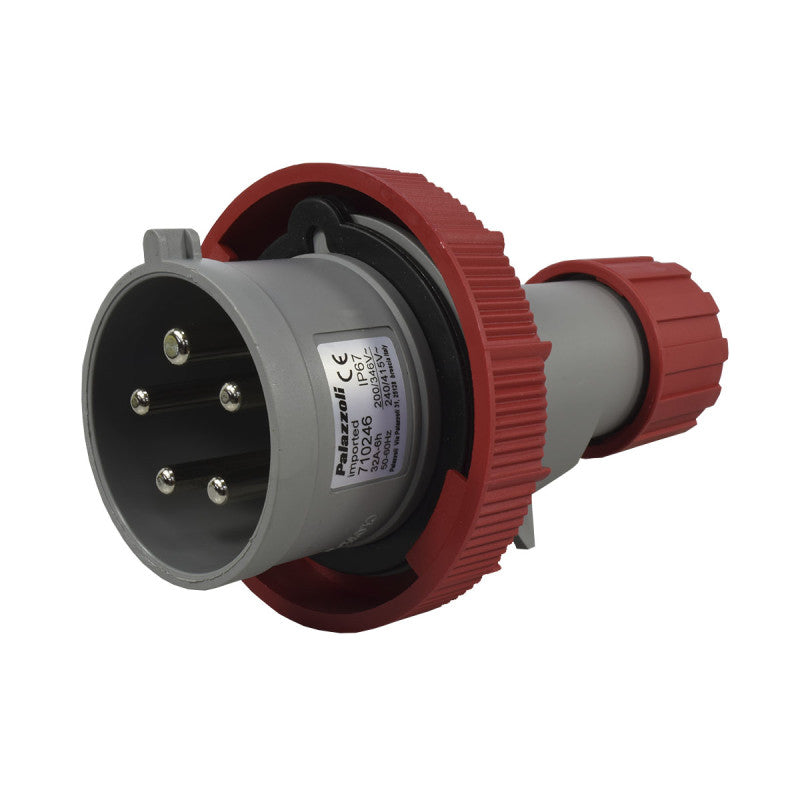 Clavija 32A 3P+N+T 6H IP67 415V Rojo MULTIMAX PALAZZOLI