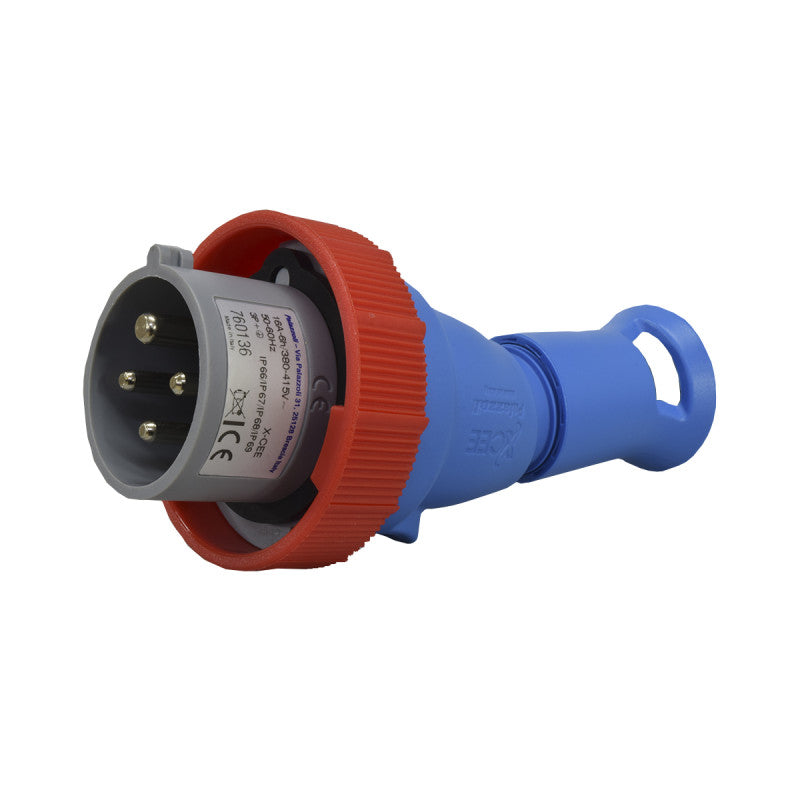 Clavija 16A 3P + T 6H IP67 400V Rojo X-CEE PALAZZOLI