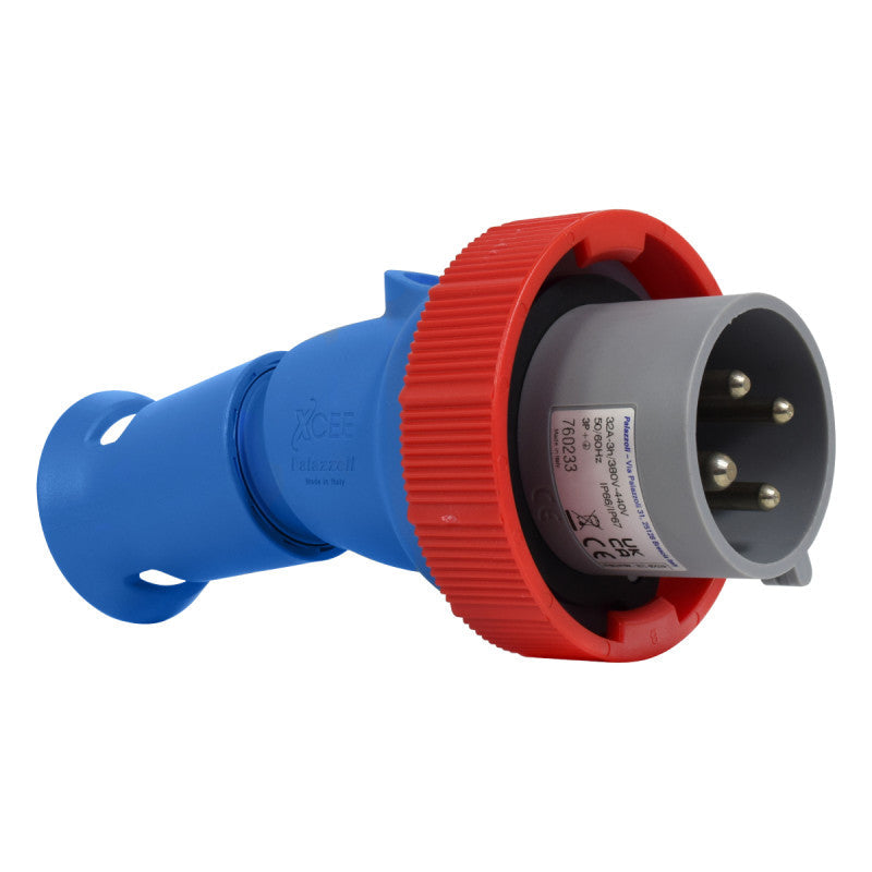 Clavija 32A 3P + T 3H IP67 400V Rojo X-CEE PALAZZOLI