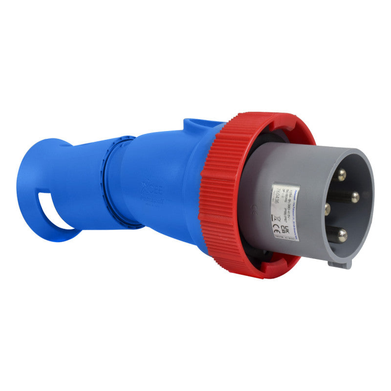 Clavija 125A 3P + T 6H IP67 400V Rojo X-CEE PALAZZOLI