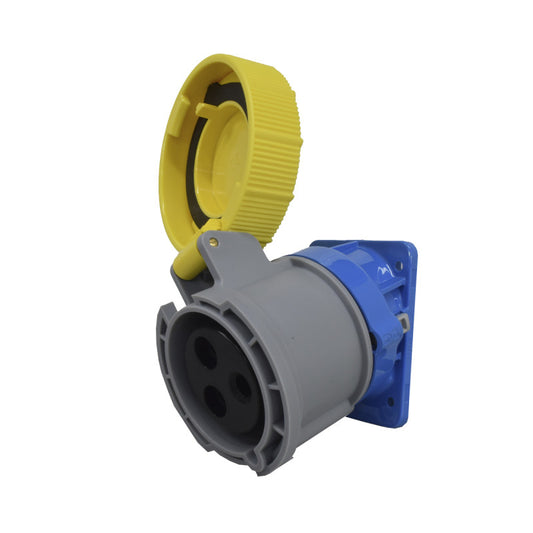 Toma Incrustar 32A 2P + T 4H IP67 110V Amarillo X-CEE PALAZZOLI