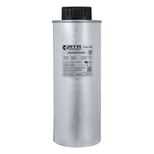 Condensador o Capacitor para Corrección del Factor de Potencia l 40KVAr l 480VAC l 3 X 153,51uF l 48,11Amp l Mod. DWCAP l RTR