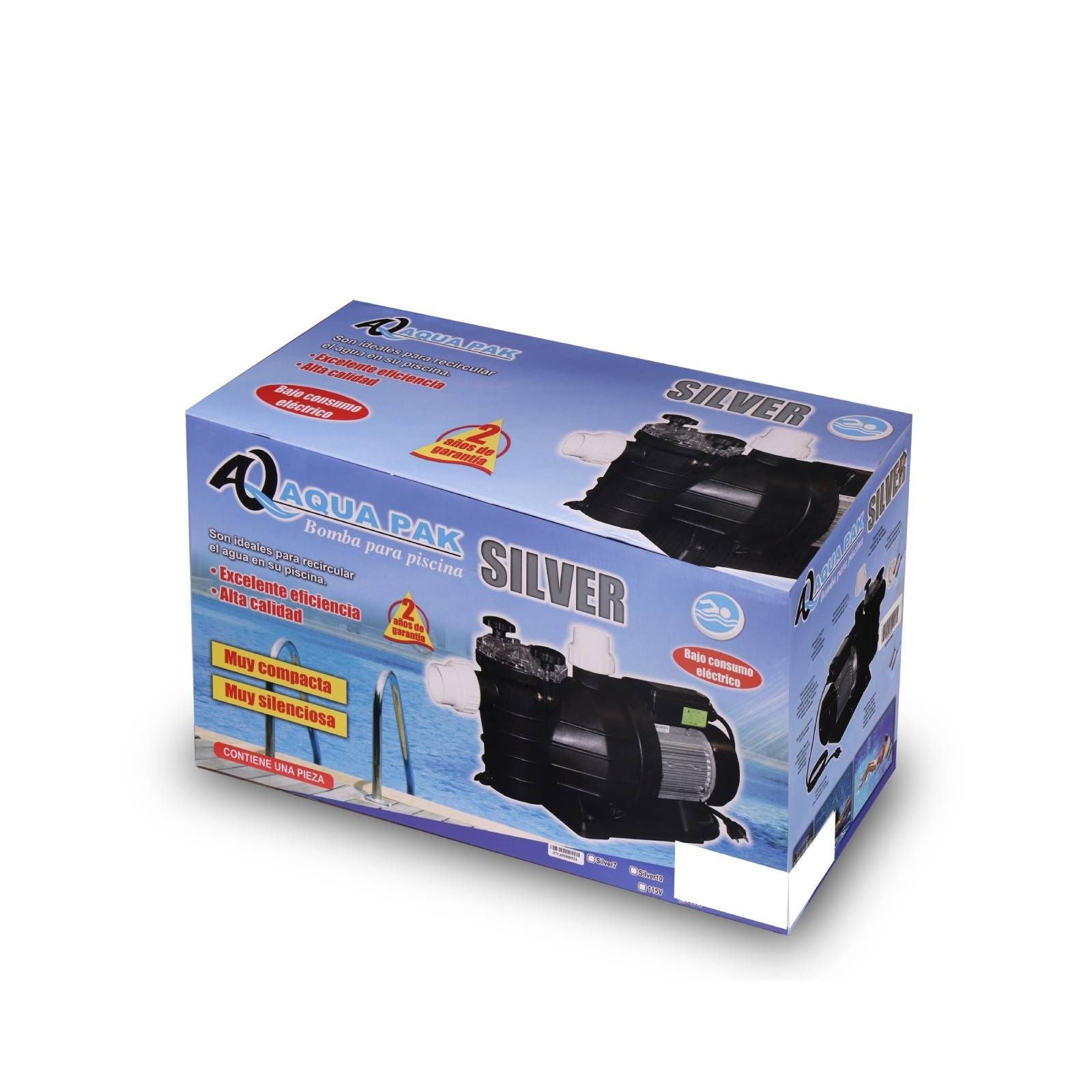 Bomba de Piscina AQUA PAK SILVER l 1,5 HP l 220V l 1-1/2" X 1-1/2" l 95 - 347 lpm / 25,09 - 91,66 gpm l 2,5 - 18 m