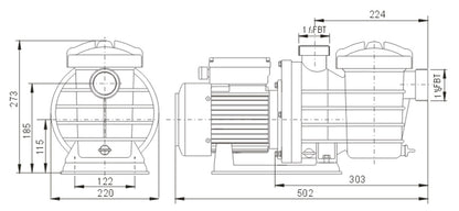 Bomba de Piscina MAAAXPUMP SQP150 l 1,5 HP l 110/220V l 1-1/2" X 1-1/2" l 350 lpm l 17,5 m