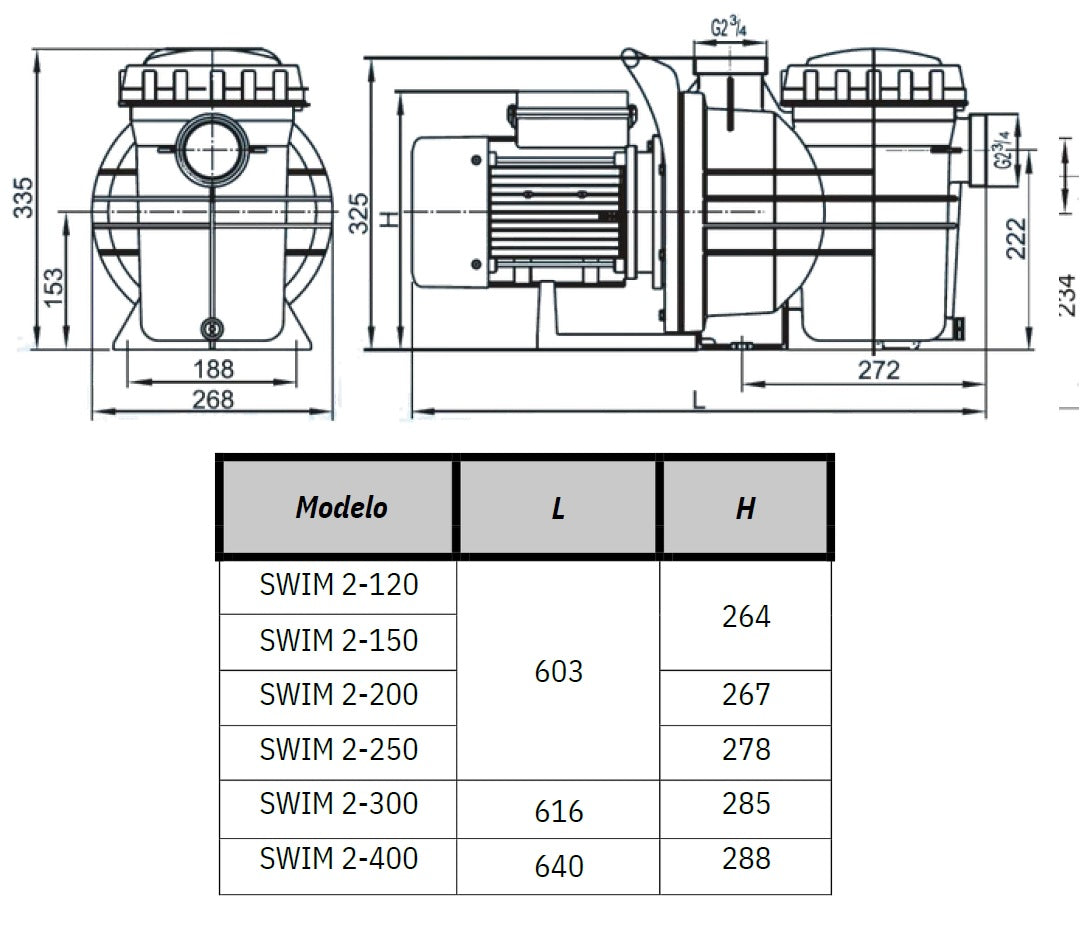 Bomba de Piscina MAAAX PUMP SWIM2-120 l 1,2 HP l 220V l 2" X 2" l 380 lpm l 14,5 m