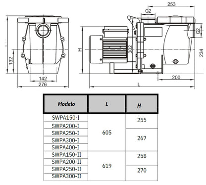 Bomba de Piscina MAAAXPUMP SWPA400 l 4 HP l 220V l 2" X 2" l 600 lpm l 23 m
